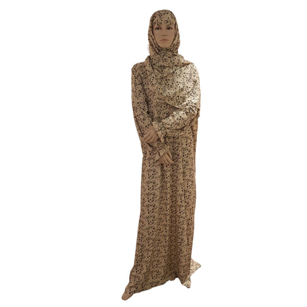 Floral Essence Soft Rayon Satin Prayer Dress with Attached Sheila (FL-08)