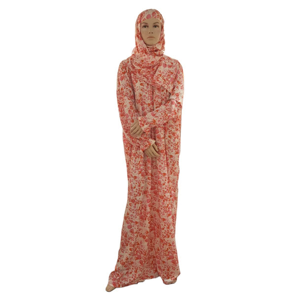 Floral Essence Soft Rayon Prayer Dress with Attached Sheila (FL-05)