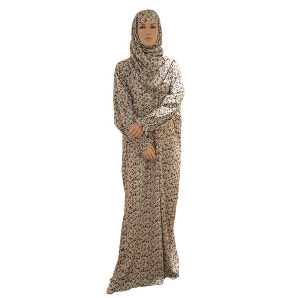 Floral Essence Soft Rayon Prayer Dress with Attached Sheila (FL-07)