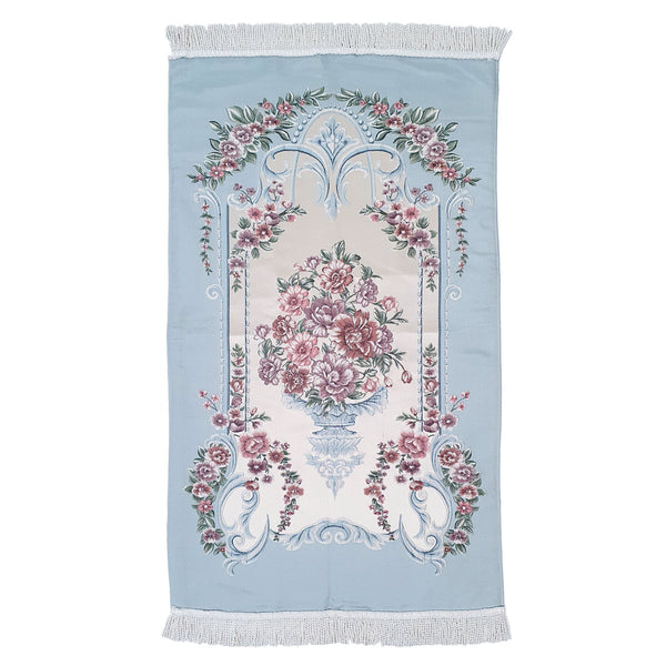 Museum Prayer Mat With Gift Box.Floral Design prayer Rug - FAKHRA (BLUE)