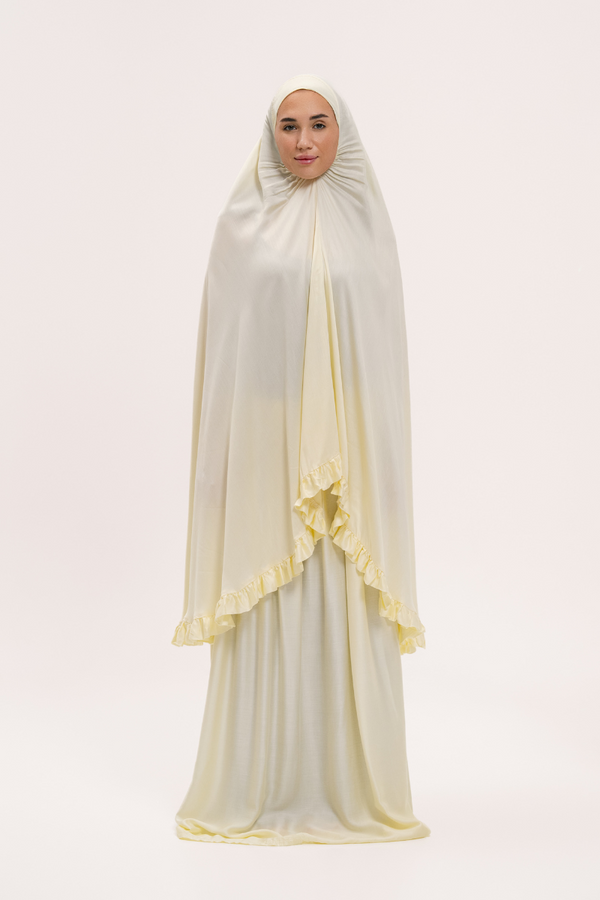 PREMIUM SOFT PRAYER DRESS TOP & SKIRT (CREAM)