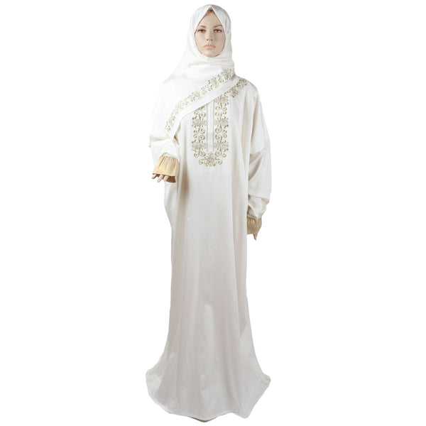 Embroidered Bridal Prayer Dress in Soft Cotton with Elegant Bag (GOLD-1)