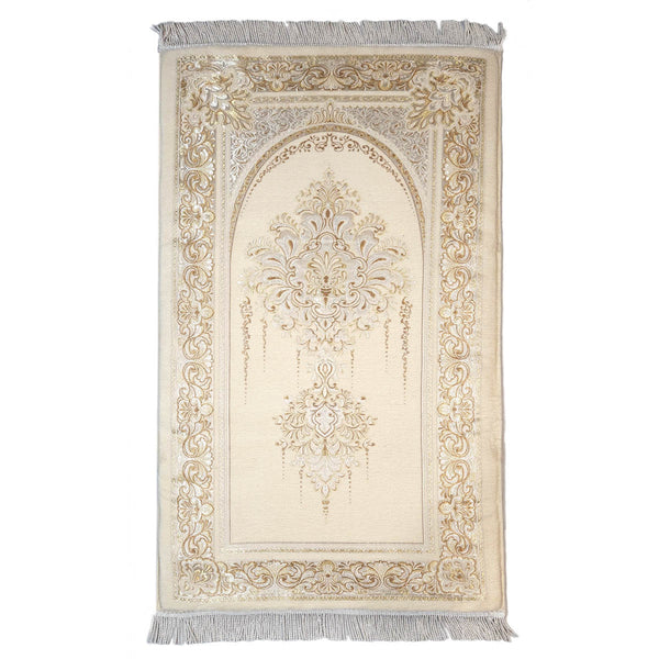 LARGE TURKISH COMFORTABLE MEMORY FOAM PRAYER MAT CREAM-Golden 1