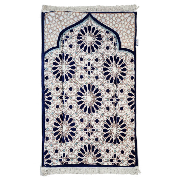 Premium Islamic Prayer Mat with Memory Foam-Granada Navy