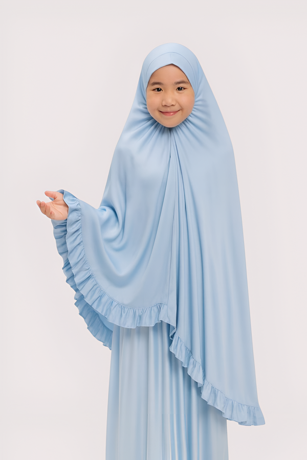 PREMIUM SOFT KIDS PRAYER DRESS TOP & SKIRT (BLUE)